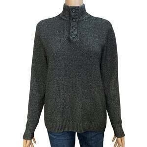Glen Lyon Womens Cashmere Sweater Small Mock Neck Button Heathered Gray Soft